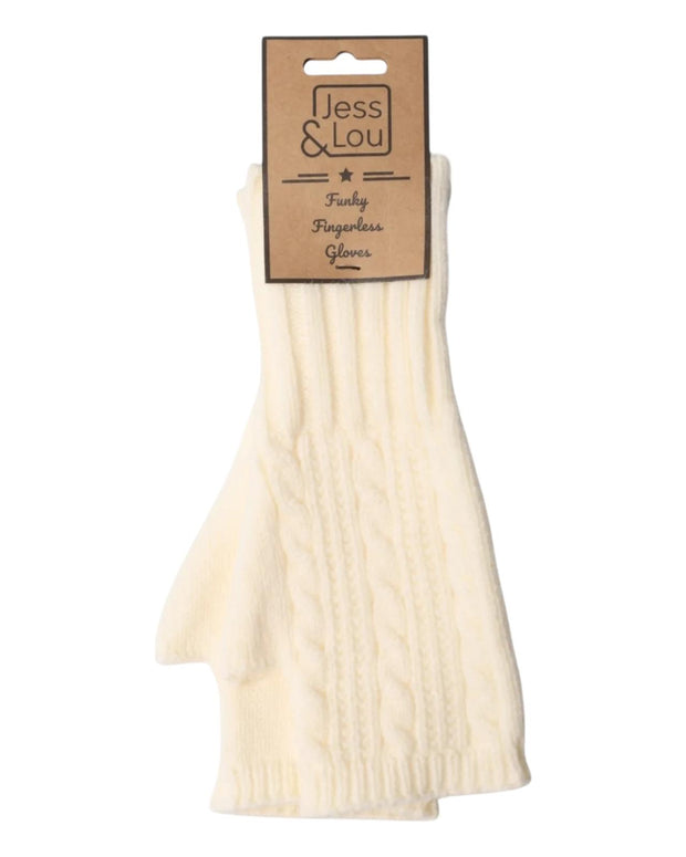 Cream Cosy Cable Knit Fingerless Gloves