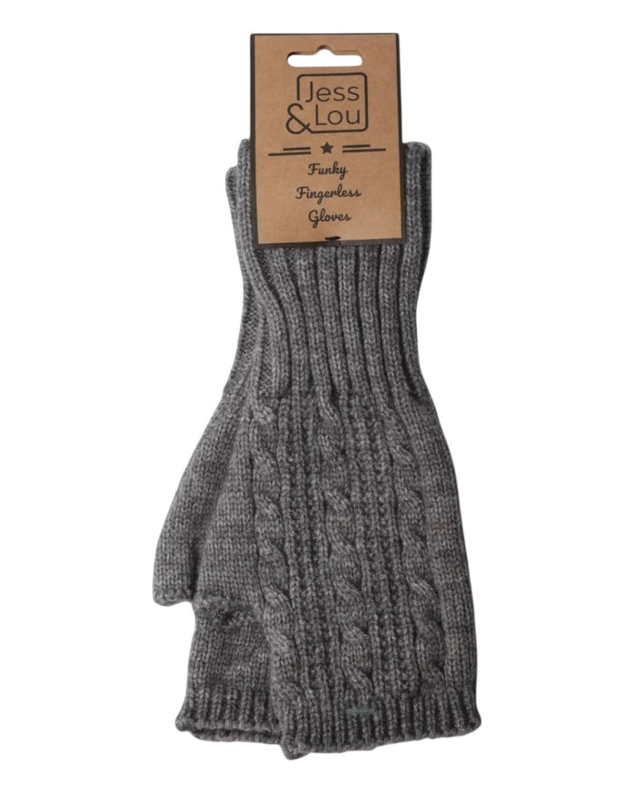 Charcoal Cosy Cable Knit Fingerless Gloves