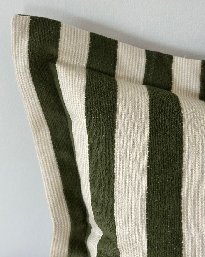 Orla Olive Green Stripe Cushion Cover