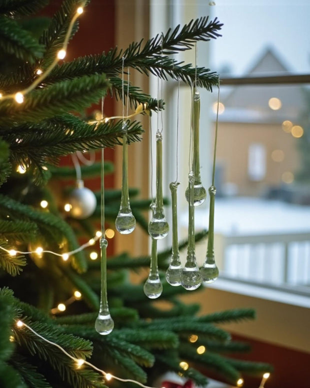 Acrylic Hanging Raindrop Baubles - Set Of 30