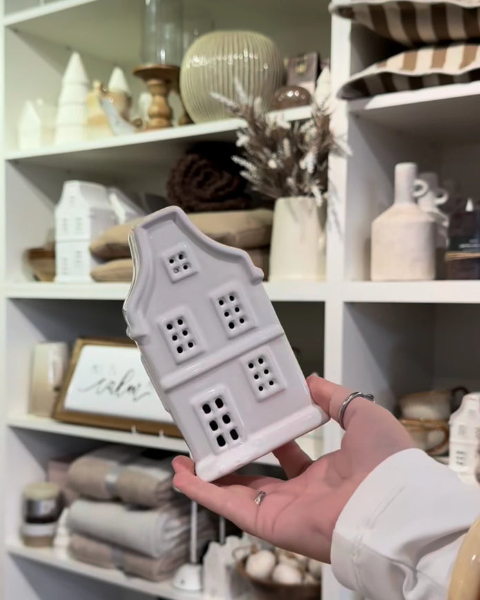 White Ceramic LED Light Up Ceramic Dutch House Ornament