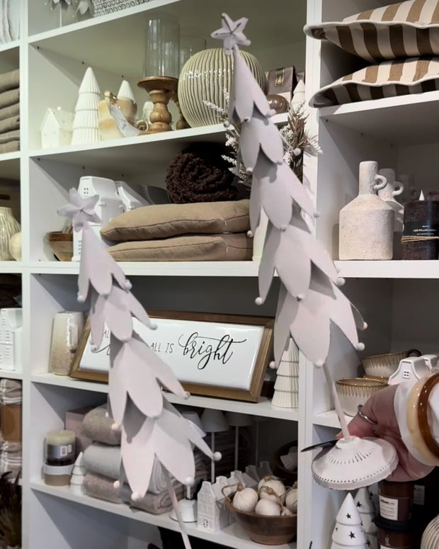 White Metal Tall Tree Ornament