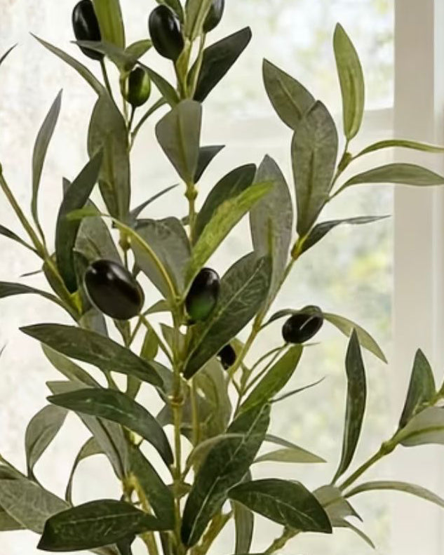 Small potted artificial olive tree from Starlight Express with green foliage in a decorative pot.