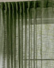 Olive green woven sheer voile curtain panel from Riva Home, soft furnishing with a light, airy texture for window decor.