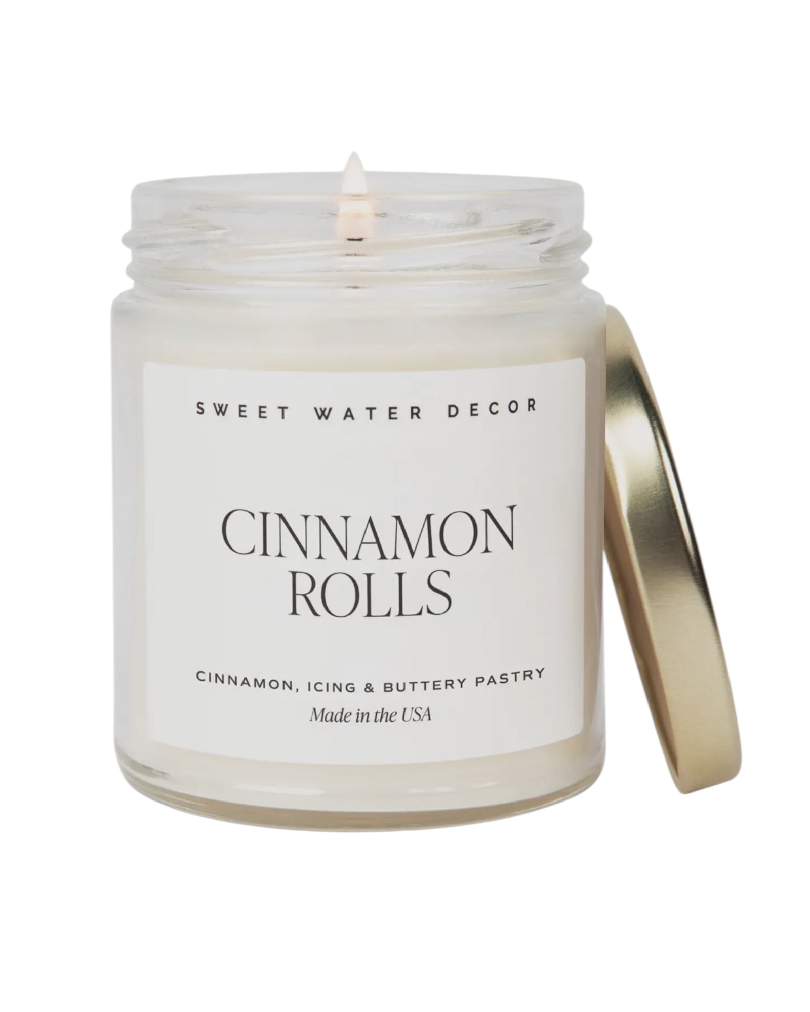 Sweet Water Decor - Clear Glass Candle Jar - Cinnamon Rolls