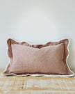 Dusty pink rectangle scalloped cushion cover by Ellenvale Trade, soft furnishings with a scalloped edge design.