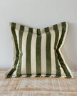 Olive green striped cushion cover by Ellenvale Trade, soft furnishings, with a textured fabric and decorative striped pattern.