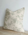 Sage green and white square floral cotton cushion cover from Ellenvale Trade, featuring a soft, decorative floral print.