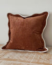 Rust brown and cream scalloped cushion cover by Ellenvale Trade, soft furnishings with decorative scalloped edges.