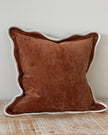 Rust brown and cream scalloped cushion cover by Ellenvale Trade, soft furnishings, featuring elegant scalloped edges.
