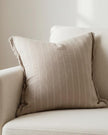 Beige narrow stripe cushion cover from Ellenvale Trade, soft furnishings decor accessory with subtle striped pattern.