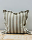 Beige square cushion cover with stripe and scalloped edges, soft furnishings by Ellenvale Trade, image IMG-5533.