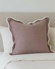 Ellenvale Trade Chloe extra large dusty pink square scalloped cushion cover, soft furnishings, with scalloped edges and plush fabric.
