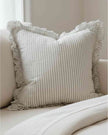 Large beige pinstripe cushion cover from Ellenvale Trade's Hallie collection, soft furnishings decor with natural tones.