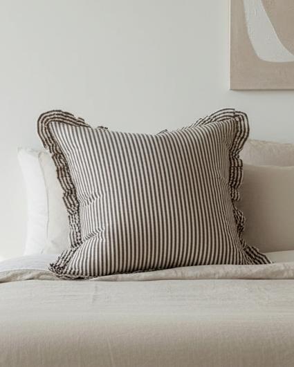 Ellenvale Trade Darcy chocolate brown pinstripe cushion cover, extra large soft furnishings with a stylish pinstripe pattern.