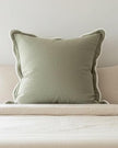 Ellenvale Trade Chloe extra large sage green square cushion cover with scalloped edges, soft furnishings decor.