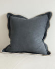 Blue square scalloped cushion cover from Chloe, extra large size, soft furnishings by Ellenvale Trade, with decorative scalloped edges.
