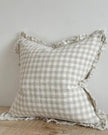 Hallie beige and white square gingham cotton cushion cover by Ellenvale Trade, soft furnishings with classic pattern and cozy fabric.