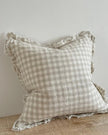 Hallie beige and white square gingham cotton cushion cover, soft furnishings by Ellenvale Trade with a classic check pattern.