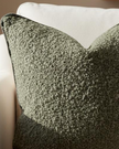 Olive green square Sofia Boucle cushion cover by Ellenvale Trade, soft textured fabric with stylish boucle design.