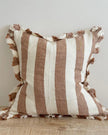 Rust brown and white wide stripe cotton cushion cover by Ellenvale Trade, soft furnishings with a stylish striped pattern.
