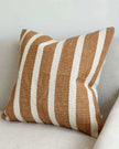 Rust brown and white wide stripe cotton cushion cover by Ellenvale Trade, showcasing soft furnishings with a stylish design.