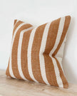 Rust brown and white wide stripe cotton cushion cover from Ellenvale Trade, showcasing soft furnishings with a stylish design.