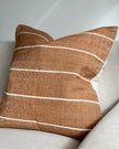 Rust brown and white pinstripe cotton cushion cover by Ellenvale Trade, soft furnishings with a sleek, stylish design.