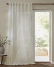 Riva Home yard leaf patterned natural woven sheer voile curtain panel hanging with soft, flowing fabric for elegant window decor.