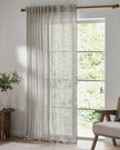 Riva Home Yard Greige woven sheer voile curtain panel with tab top, soft furnishing for window privacy and light filtering.