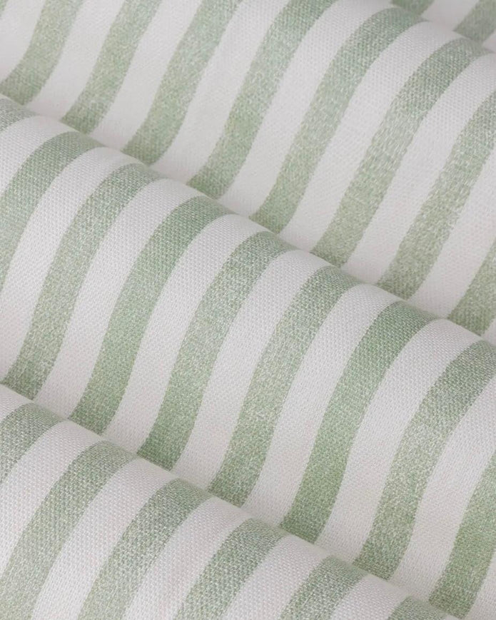 Sage green and black striped blackout eyelet curtains from Riva Home, soft furnishings with eyelet top for easy hanging.