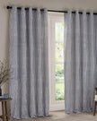 Navy blue and black striped blackout eyelet curtains from Riva Home, soft furnishings with stylish eyelet top design.