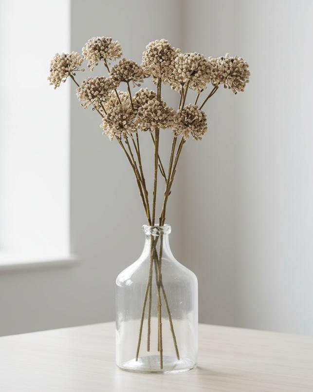 Artificial classic brown allium stem from Hill Interiors, showcasing detailed, realistic floral design for home decor.