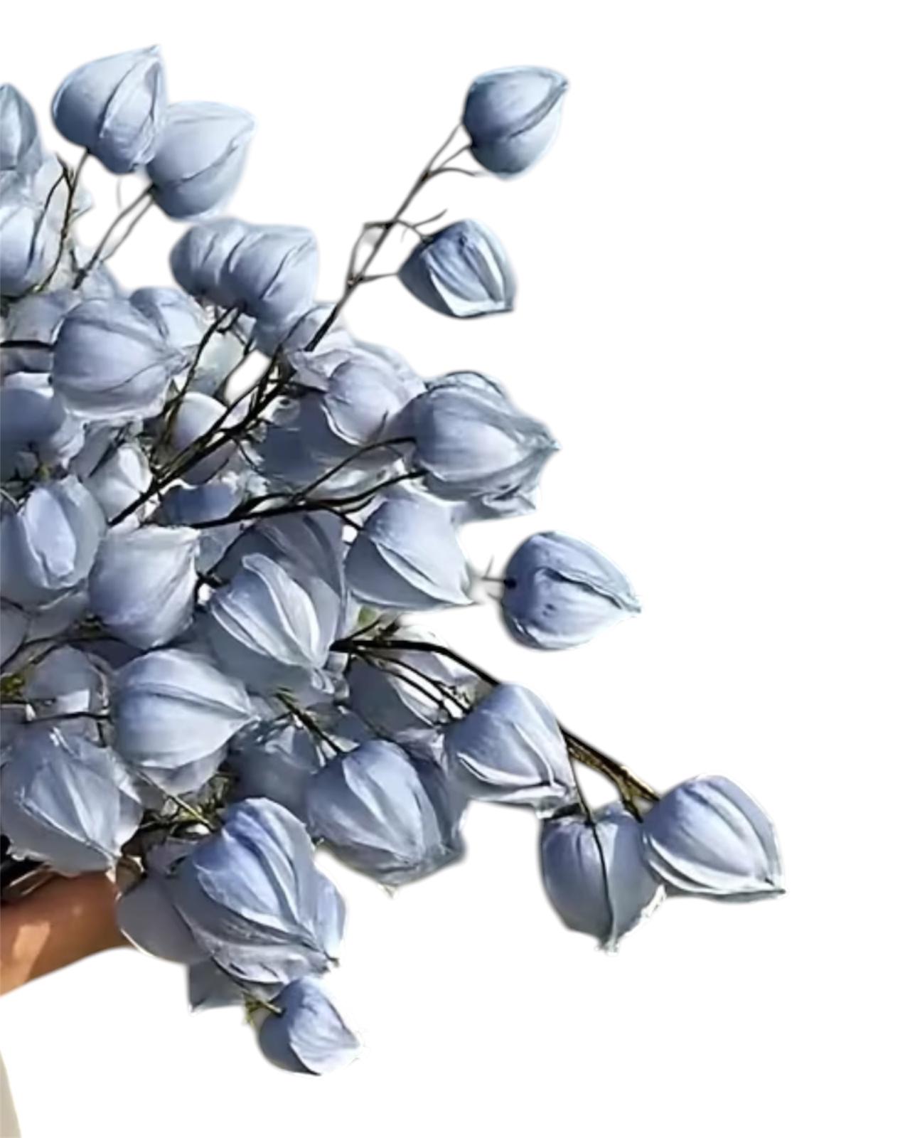 Artificial dusky blue lantern stem from Starlight Express, showcasing realistic blue leafy plant for decorative purposes.