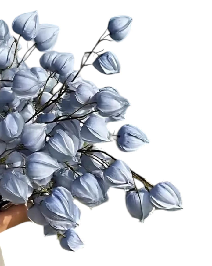 Artificial dusky blue lantern stem from Starlight Express, showcasing realistic blue leafy plant for decorative purposes.