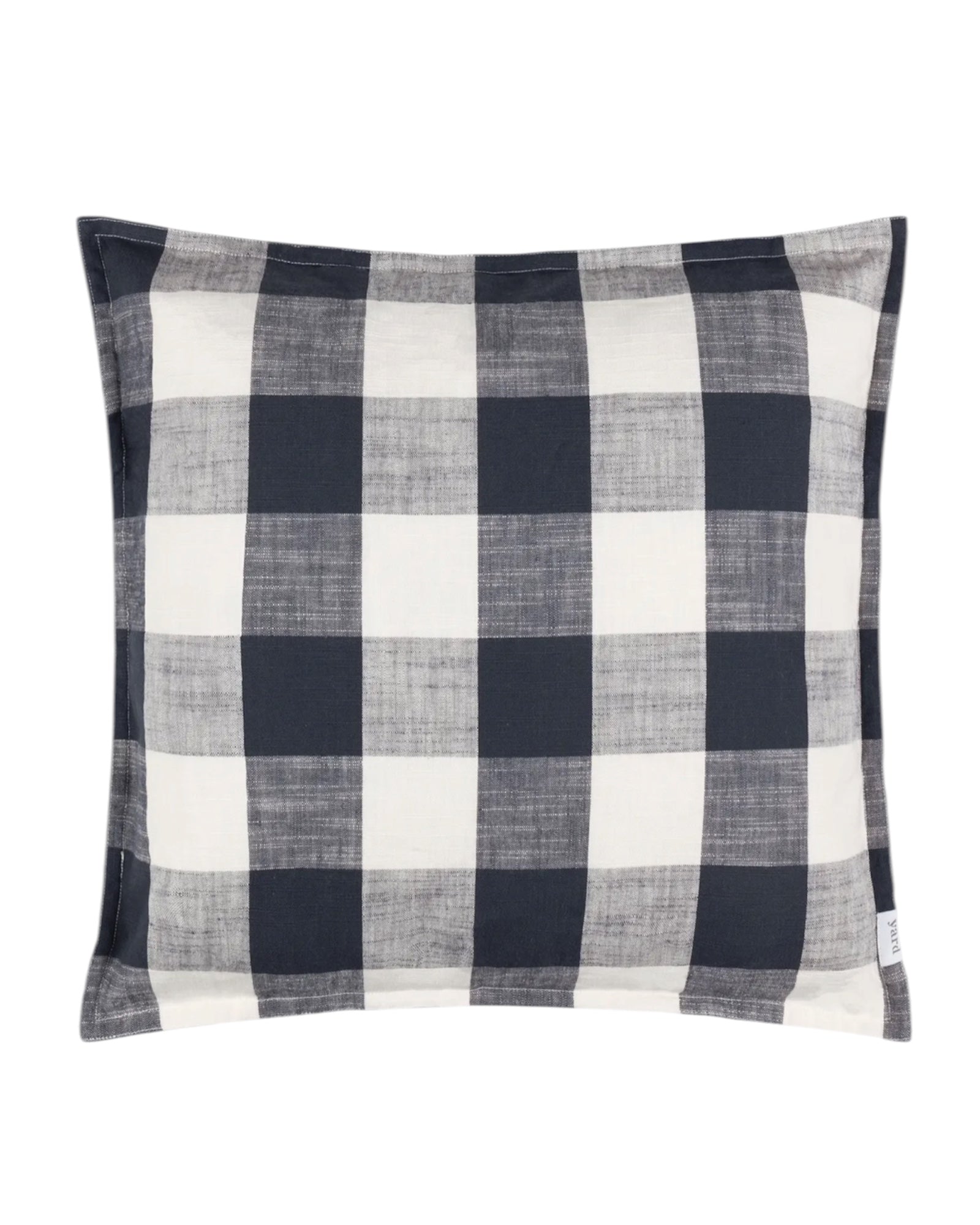 Navy blue check outdoor garden seat scatter cushion cover by Riva Home, soft furnishings, with floral pattern and zipper closure.