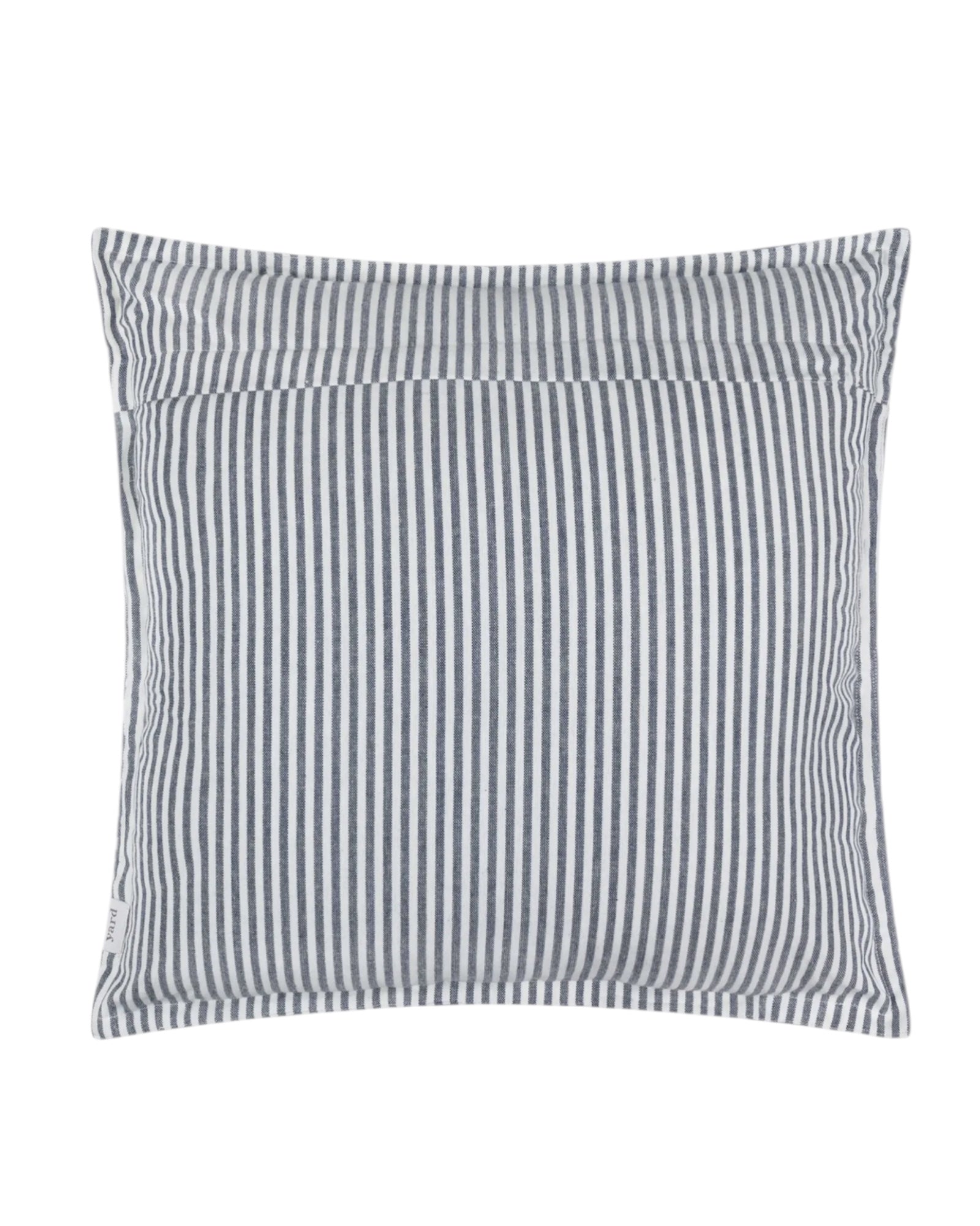 Navy blue striped outdoor garden seat scatter cushion cover by Riva Home, featuring soft furnishings design and vibrant pattern.