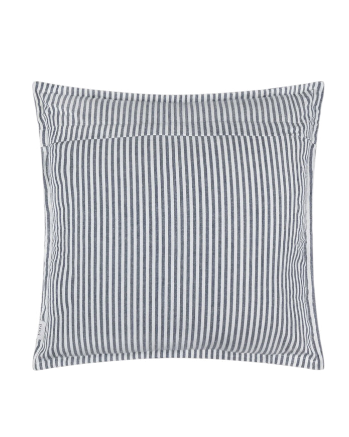 Navy blue striped outdoor garden seat scatter cushion cover by Riva Home, featuring soft furnishings design and vibrant pattern.