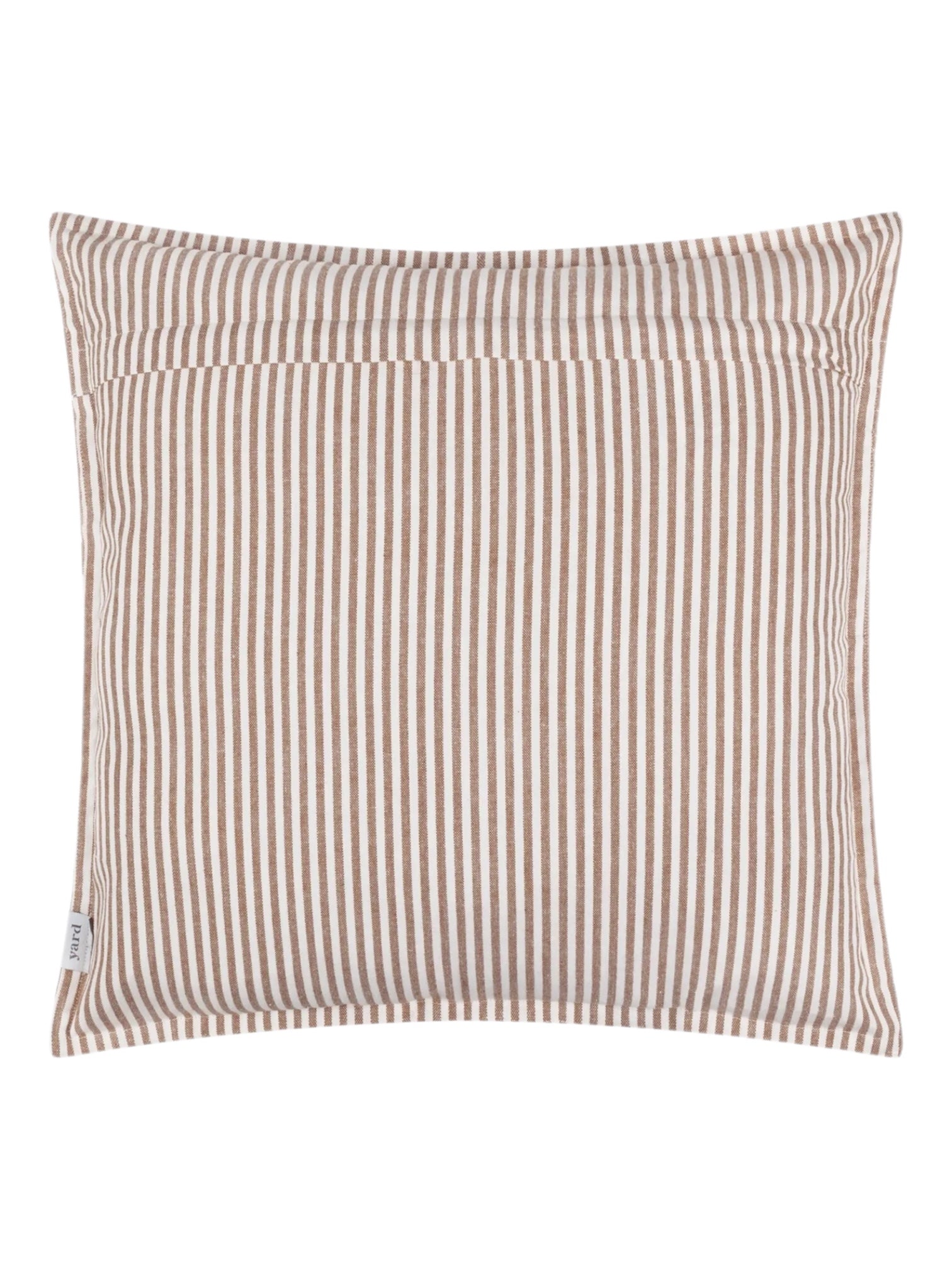 Terracotta striped outdoor garden seat scatter cushion cover by Riva Home, featuring soft furnishings fabric and vibrant striped pattern.