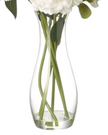 Artificial tall white peony arrangement in a glass vase, featuring lush peony blooms and greenery, by Heaven Sends.