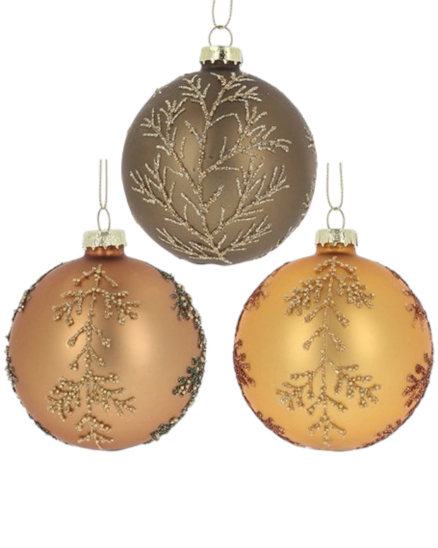 Glitter Glass Foliage Bauble