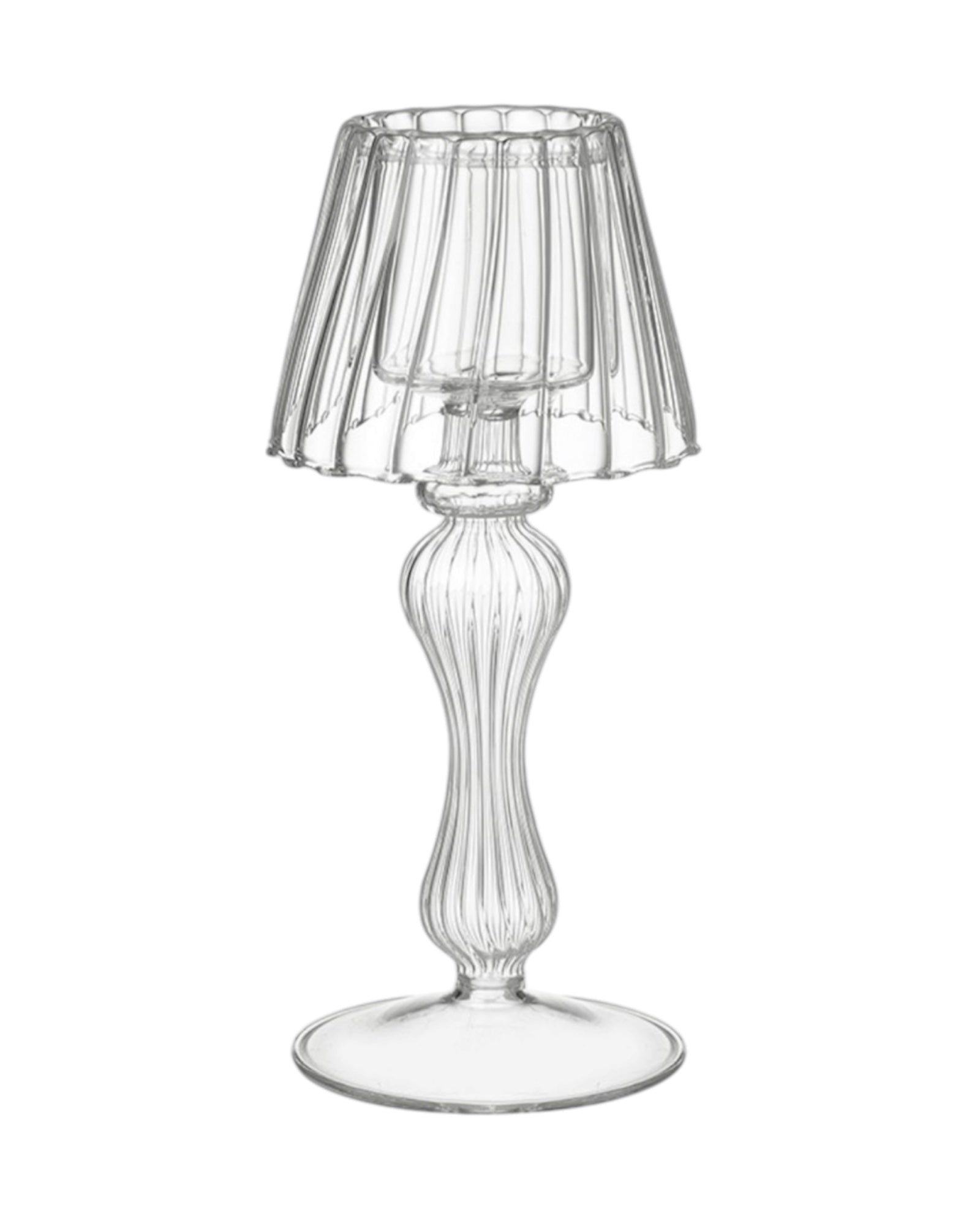Glass lampshade tealight holder by Heaven Sends, decorative home décor piece with a clear glass design for ambient lighting.