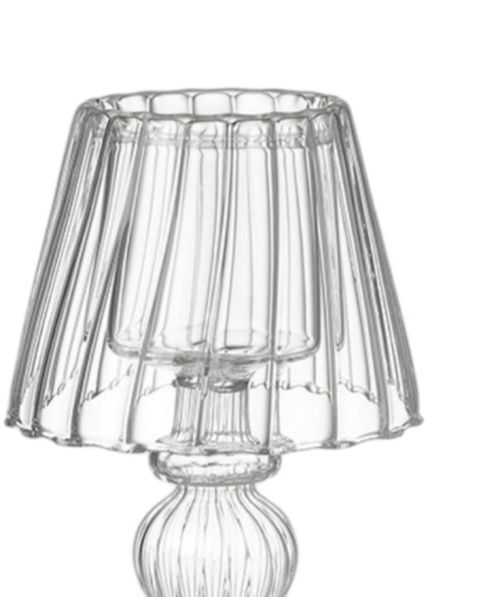 Glass lampshade tealight holder for home décor, featuring a clear, elegant design from Heaven Sends.