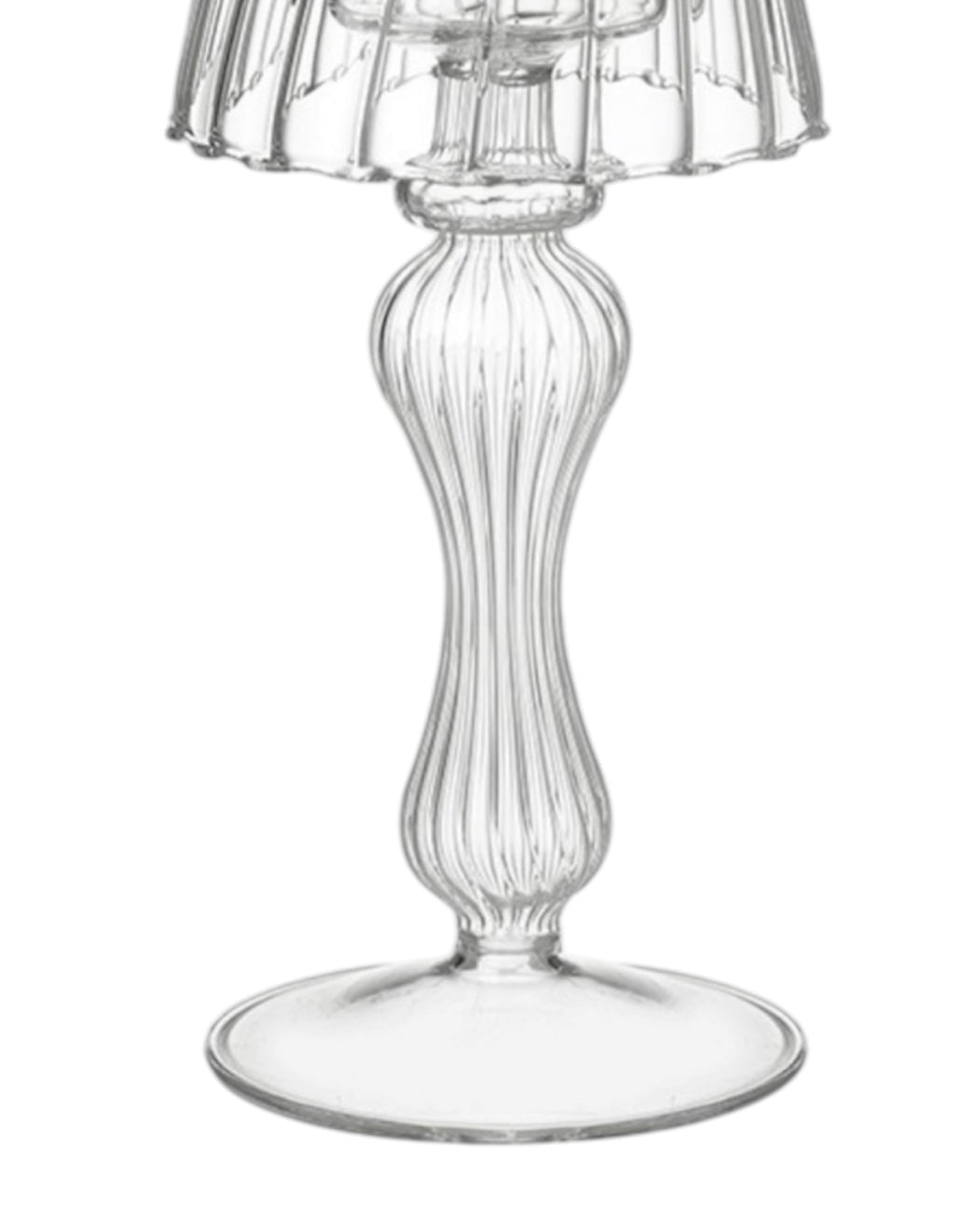Heaven Sends glass lampshade tealight holder for home décor, clear cylindrical design with a tealight candle inside.