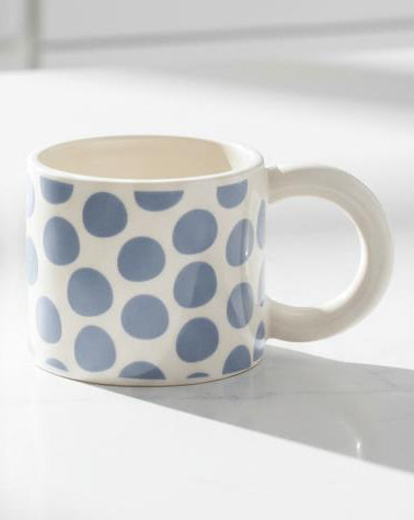 Ocean blue and white spotted ceramic mug from Heaven Sends, ideal for kitchen and dining use, with a stylish design.