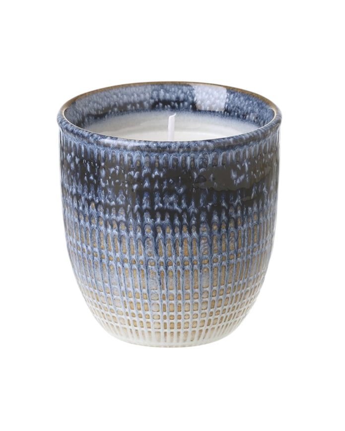 Navy blue ceramic candle for home décor by Heaven Sends, featuring a sleek, minimalist design perfect for adding elegance to any space.
