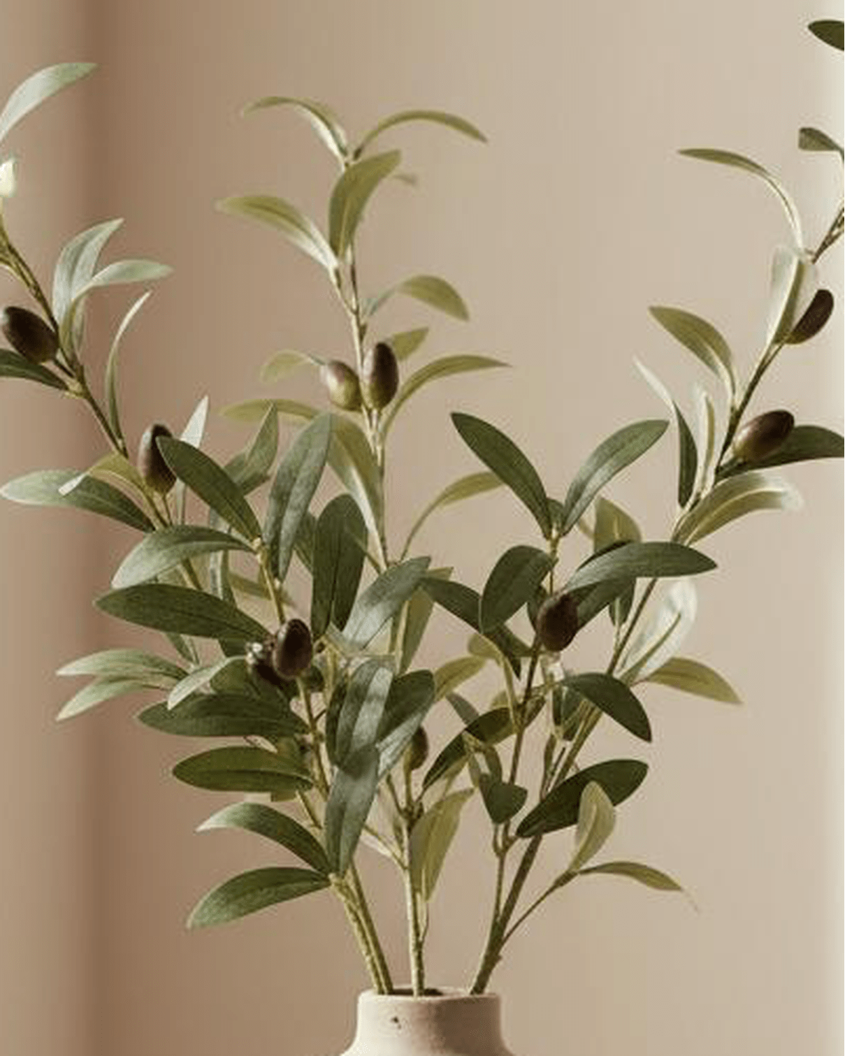 Artificial tall olive branch for home décor by Heaven Sends, featuring realistic green leaves in a natural arrangement.