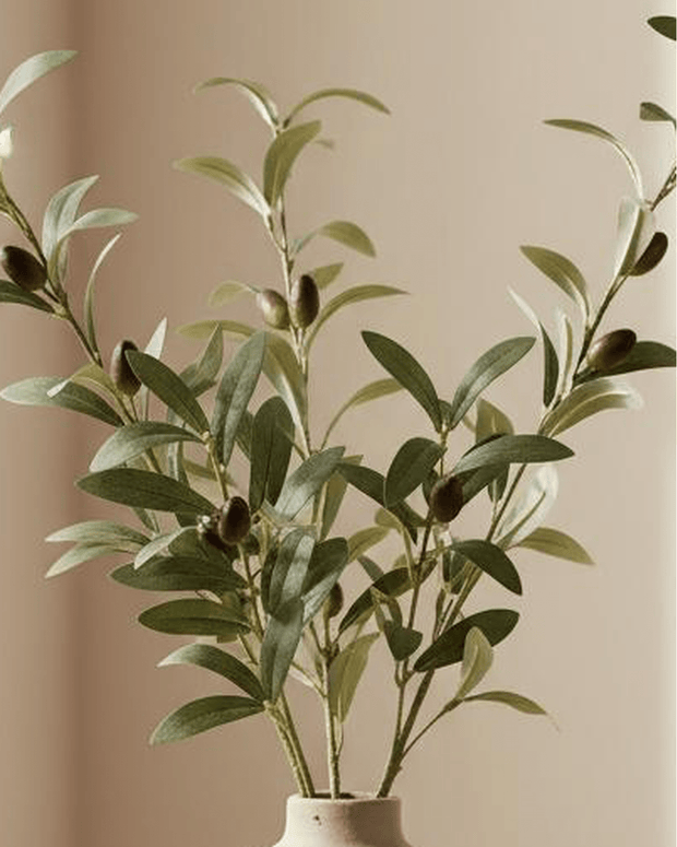 Artificial tall olive branch for home décor by Heaven Sends, featuring realistic green leaves in a natural arrangement.