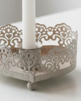 Metal Heart Candle Holder for home décor, featuring a romantic heart design and sturdy metal construction.