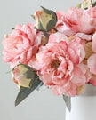 Artificial pink rose and double peony flower stem by Starlight Express, showing realistic pink blooms on a green stem.